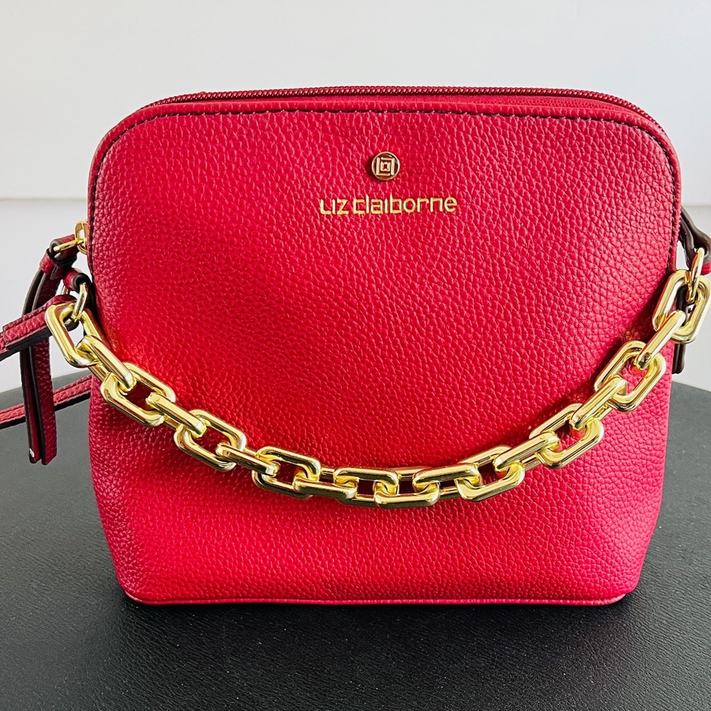 Red leather Liz Claiborne Monica crossbody bag